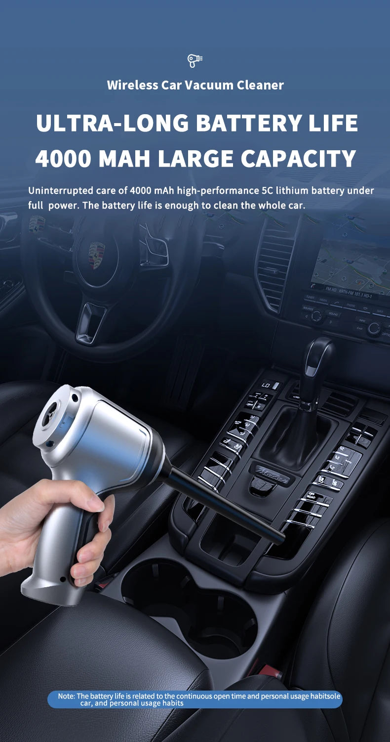 Car Wireless Vacuum Cleaner Strong Suction Handheld  Wet Dry Auto Vacuum Home & Car Dual Use Mini Vacuum Cleaner Home Appliance