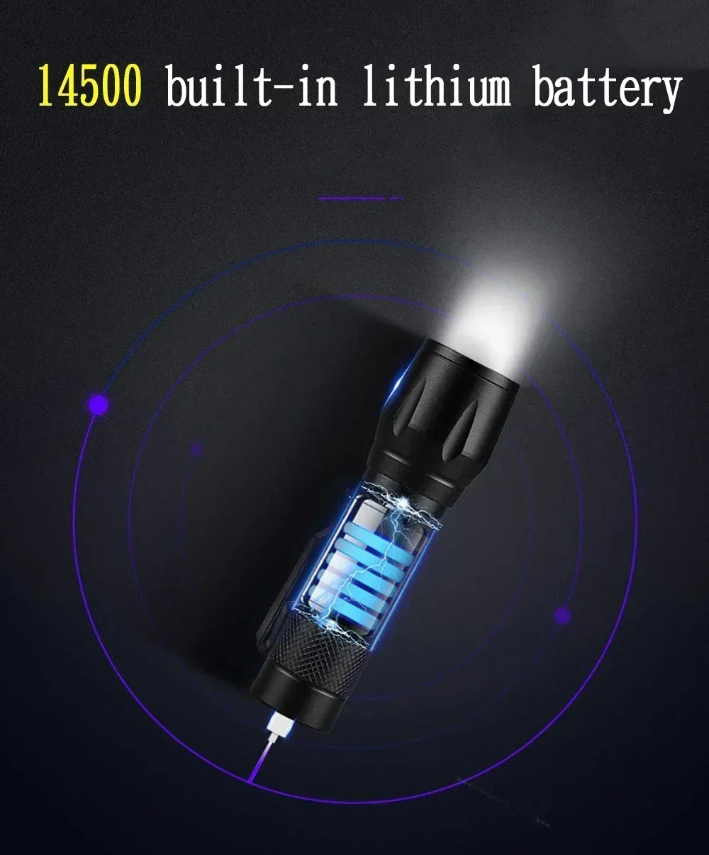100000LM Super Bright Flashlight Rechargeable LED Torch Long Range Tactical Lamp for Outdoor Waterproof Camping Fishing Lantern