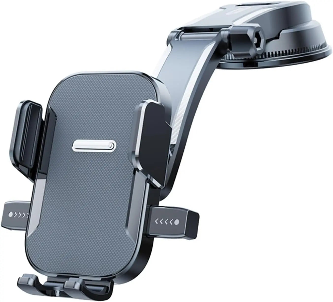 Adjustable Dashboard Car Cell Phone Holder with Telescopic Arm & Side Grips, 360 Degree Swivel Suction Cup Mount