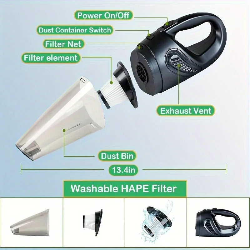 12V Handheld Vacuum Cleaner, Handheld Car Vacuum Cleaner With Strong Suction Power, Portable Mini Handheld Car Vacuum Cleaner