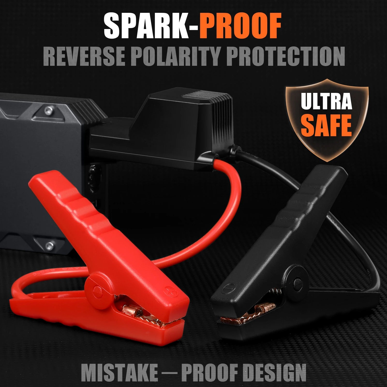 12000mA 12V Car Battery Booster Pack with Smart Safety Clamps Jump Starter with Air Compressor Jump Starters for Car 1200A Peak Jump Starter  QC USB Power Bank, Emergency SOS LED Li Accessories for Car